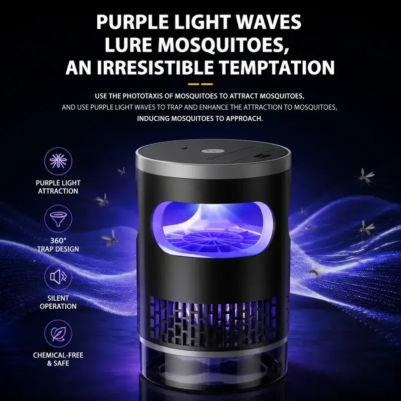 【Summervibes】Indoor Insect Trap - Effective Suction & UV Light Catcher for Mosquitoes, Fruit Flies, Gnats & Moths - Quiet & Non-Zapper for Home